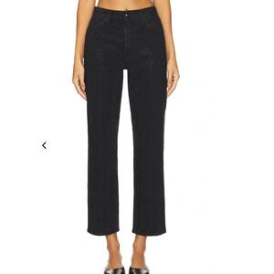 Rag & Bone Harlow Mid-Rise Ankle Straight Jeans Black Studded Rhinestone Size 30